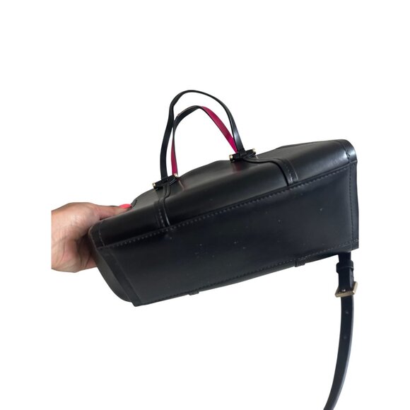 KATE SPADE Black Leather Satchel Crossbody Bag w/ Detachable Strap - Picture 3 of 12
